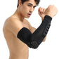 Black protective elbow sleeve with padded sections for compression and stability