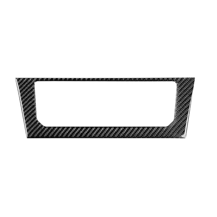 Car multimedia trim sticker, carbon-fiber look in black with rectangular cutout