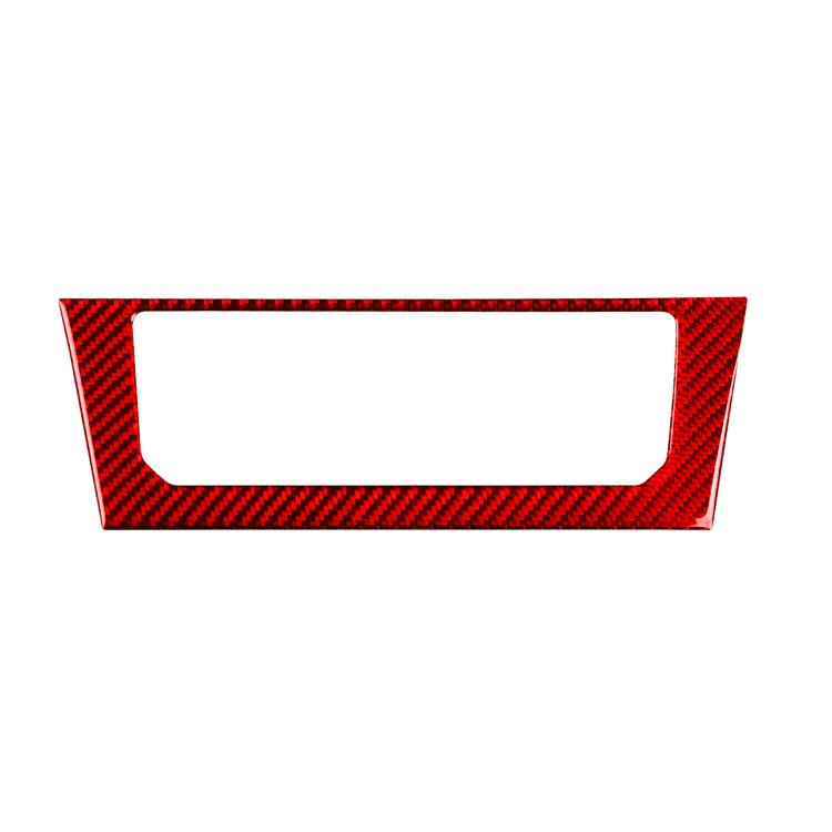 Car multimedia trim sticker, carbon-fiber look in red with rectangular cutout