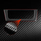 Car multimedia trim sticker in red carbon-fiber look with circular texture detail
