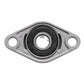 Single zinc alloy bearing housing with black bearing ring and two mounting holes