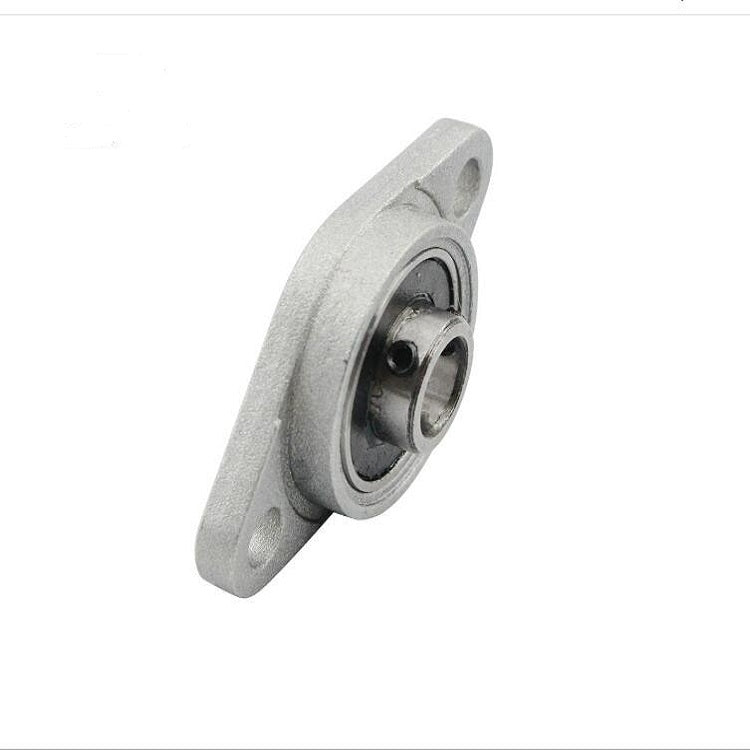 Side view of zinc alloy bearing housing with black inner bearing and mounting holes