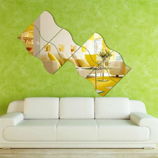Wall Mirror Acrylic DIY Wave Style Removable Glass Sticker Makeup Mirror Home Bedroom Decorative, Wall Mirror Acrylic
