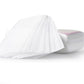 White non-woven wax removal paper sheets, folded stack, for at-home hair removal