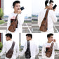 Men's brown single-strap chest bag worn over shoulder with headphone-style cutout