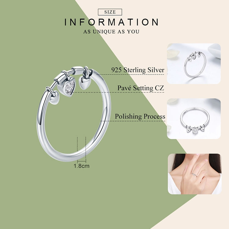 Sterling silver heart CZ ring illustration with three heart charm settings