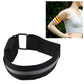Black LED light armband bracelet with adjustable metal buckle, worn on an arm
