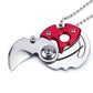 Portable mini folding blade knife keychain multitool with red handle and silver folding blade