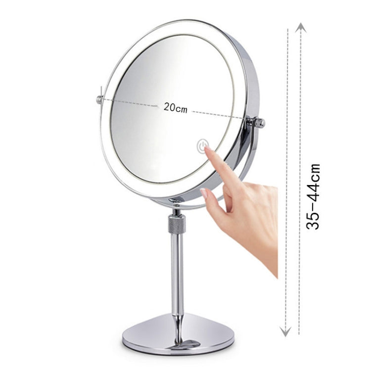 Desktop round LED makeup mirror with magnifying glass and height measurement