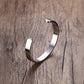 Polished stainless steel cuff bracelet bangle, open design, silver finish