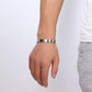 Stainless steel cuff bracelet bangle, open design, silver finish on wrist