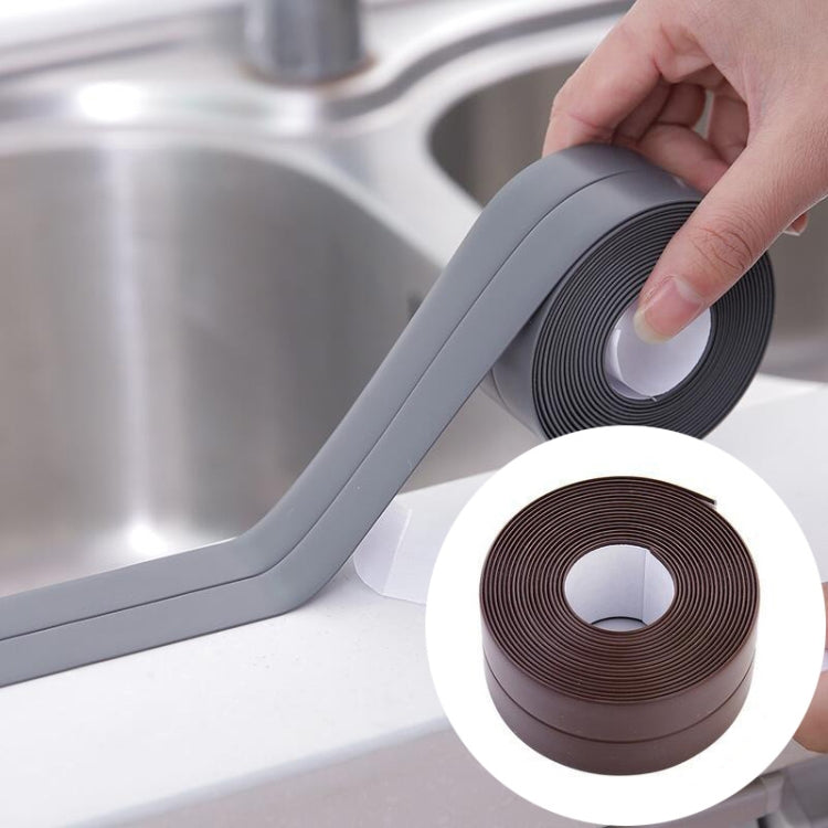 Waterproof PVC sealing tape roll, brown, for kitchen or bathroom wall and sink edges