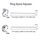 Ring spiral adjuster tool with coiled strip and sizing width indicators