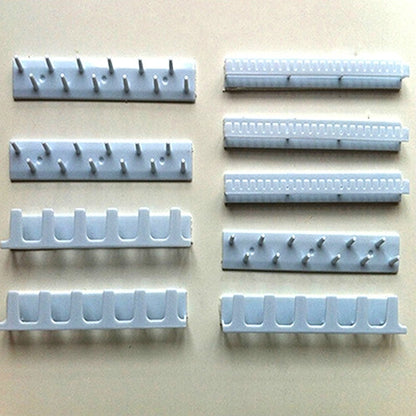 Light blue adhesive jewelry hook rails with metal pegs, 9-piece wall mount set