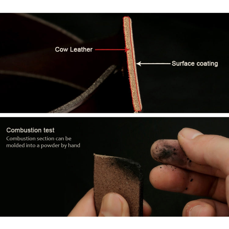 Leather belt material cross-section showing coated edge and seam layers
