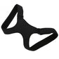 Black posture support belt with front cross panel and adjustable shoulder strap