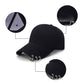 Black unisex baseball cap with curved brim, interior lining, and metal ring hardware