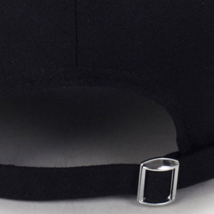 Black baseball cap adjustable back strap with metal square buckle