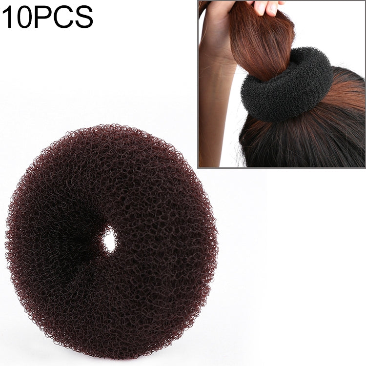Coffee brown donut hair ring bun shaper, round foam ring