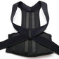 Black posture support corset brace with crisscross back straps and breathable mesh center