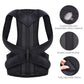 Black breathable posture corrector brace with padded Y-shaped back support and adjustable straps
