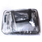 Large clear PVC travel bag with black top handle and zipper closure