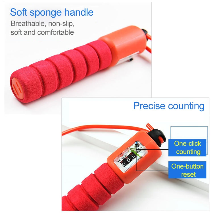 Red jump rope with soft sponge foam handles and one-click counting module