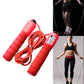 Red adjustable jump rope with foam handles and counting module