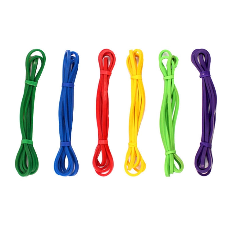 Set of multicolor latex resistance bands, long looped straps for exercise