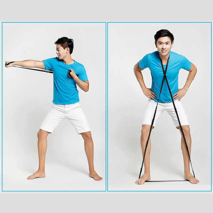 Latex resistance band used for resistance training, gripped in hands