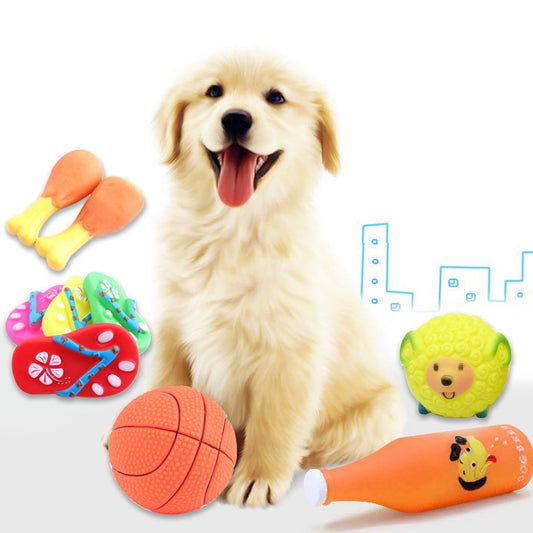 Rubber Squeak Toy for Dog Screaming Chicken Chew Bone Squeaky Ball Dog Toys Tooth Grinding, Random Color Delivery