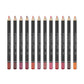 Set of matte lip liner pencils with nude, rose, and brown shades, pointed tips