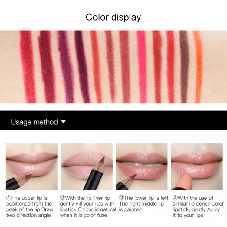 Matte lip liner swatch stripes on skin for color display