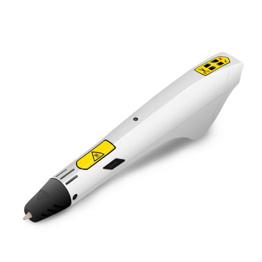 Children's 3D printing pen with white body and black tip, side view