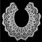 White lace embroidered fake collar, round scalloped neckline with hollow cutwork