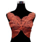 Butterfly lace collar with embroidered wing pattern, rust red lace on black display