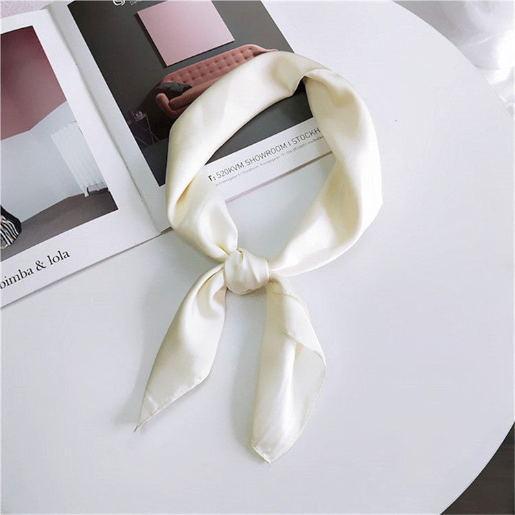 Soft Imitated Silk Fabric Solid Color Small Square Scarf Professional Silk Scarf for Women, Length: 70cm