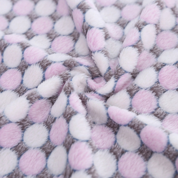 Pet flannel blanket close-up, plush pastel dot pattern fleece