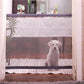 Portable folding pet fence gate with mesh panels and dark frame, pet safe barrier