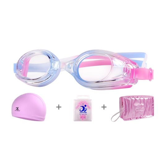 JIEHU JH8102 4 in1 Women HD Transparent Anti-fog Waterproof Swimming Glasses Swimming Cap Set, JIEHU JH8102 (Purple Color), JIEHU JH8102 (Pink), JIEHU JH8102 (Blue Color), JIEHU JH8102 (Blue), JIEHU JH8102 (Black)