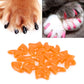 Orange silicone cat nail protector caps, claw-shaped tips