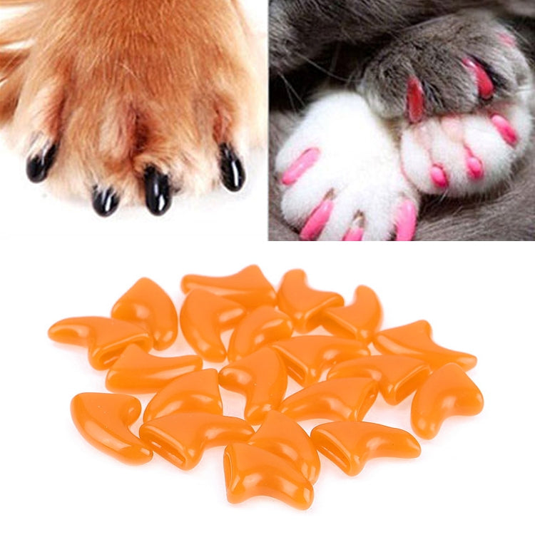 Orange silicone cat nail protector caps, claw-shaped tips