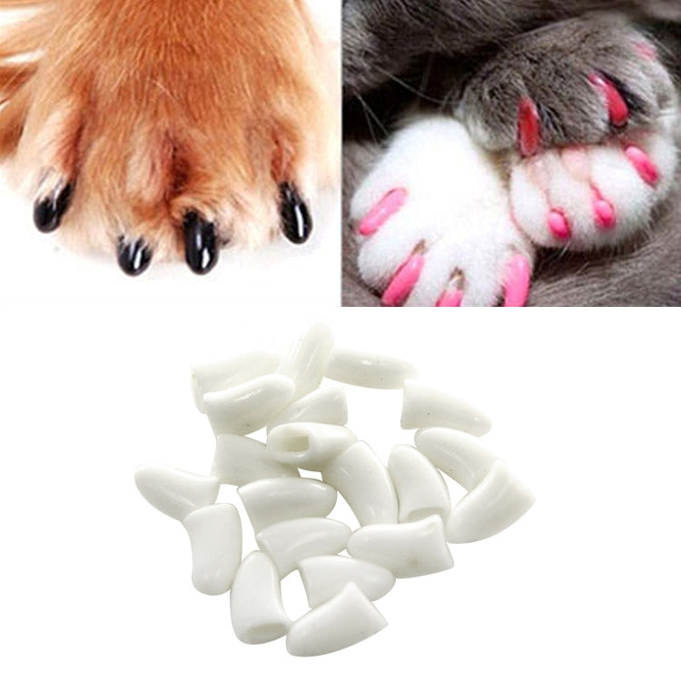 Silicone cat nail caps set, white claw covers for pet paws