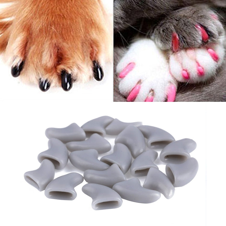 Silicone cat nail caps set, gray claw covers for pet paws