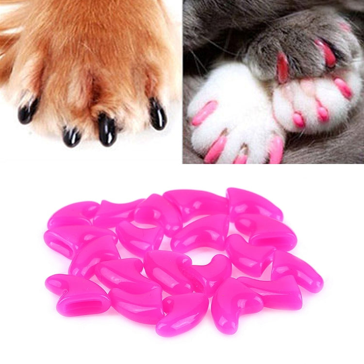 Silicone cat nail caps set, pink claw covers for pet paws