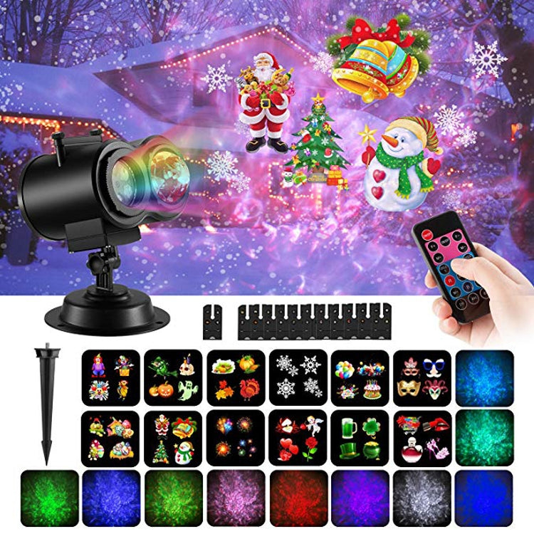 12W RGBW LED Double Tube Water Waves Lamp Christmas Projection Light, 12 Patterns, 16 Patterns