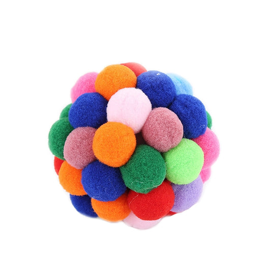 3 PCS Colorful Handmade Bells Cat Bouncy Ball Pet Toy, L, M, S