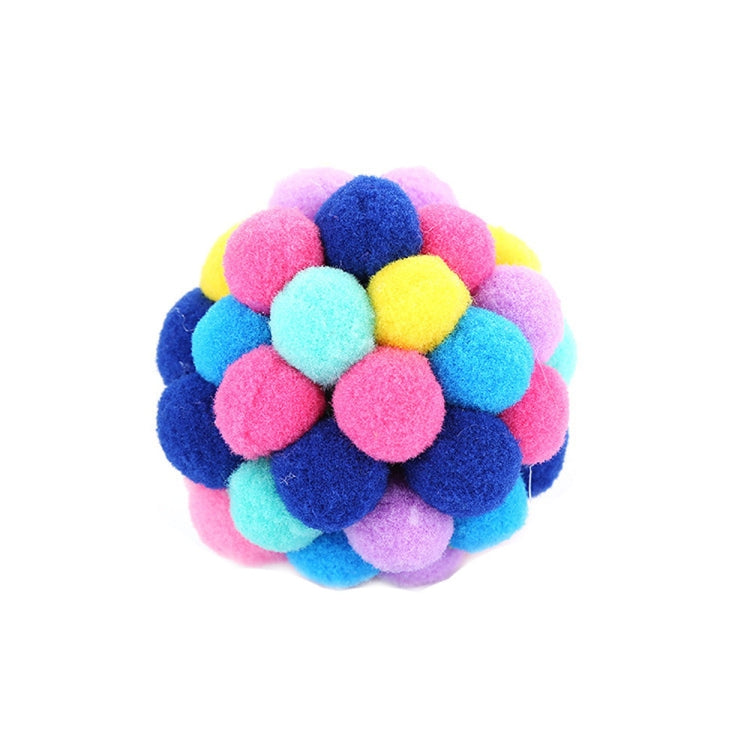 Pastel and bright multicolor pom-pom bouncy ball cat toy