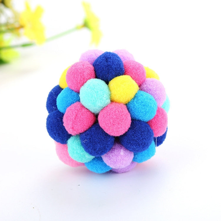 Rainbow pom-pom bouncy ball cat toy, soft fuzzy texture