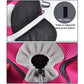 Close-up of ventilated mesh opening on dog carrier backpack, pink and black accents